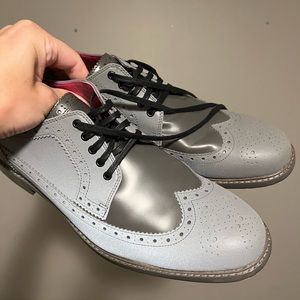 Cole Haan size 12 Cooper Square unique reflective grey and silver wingtips